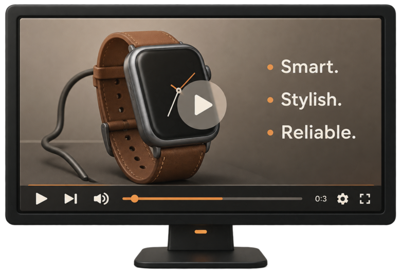 Master showcase video on a desktop monitor