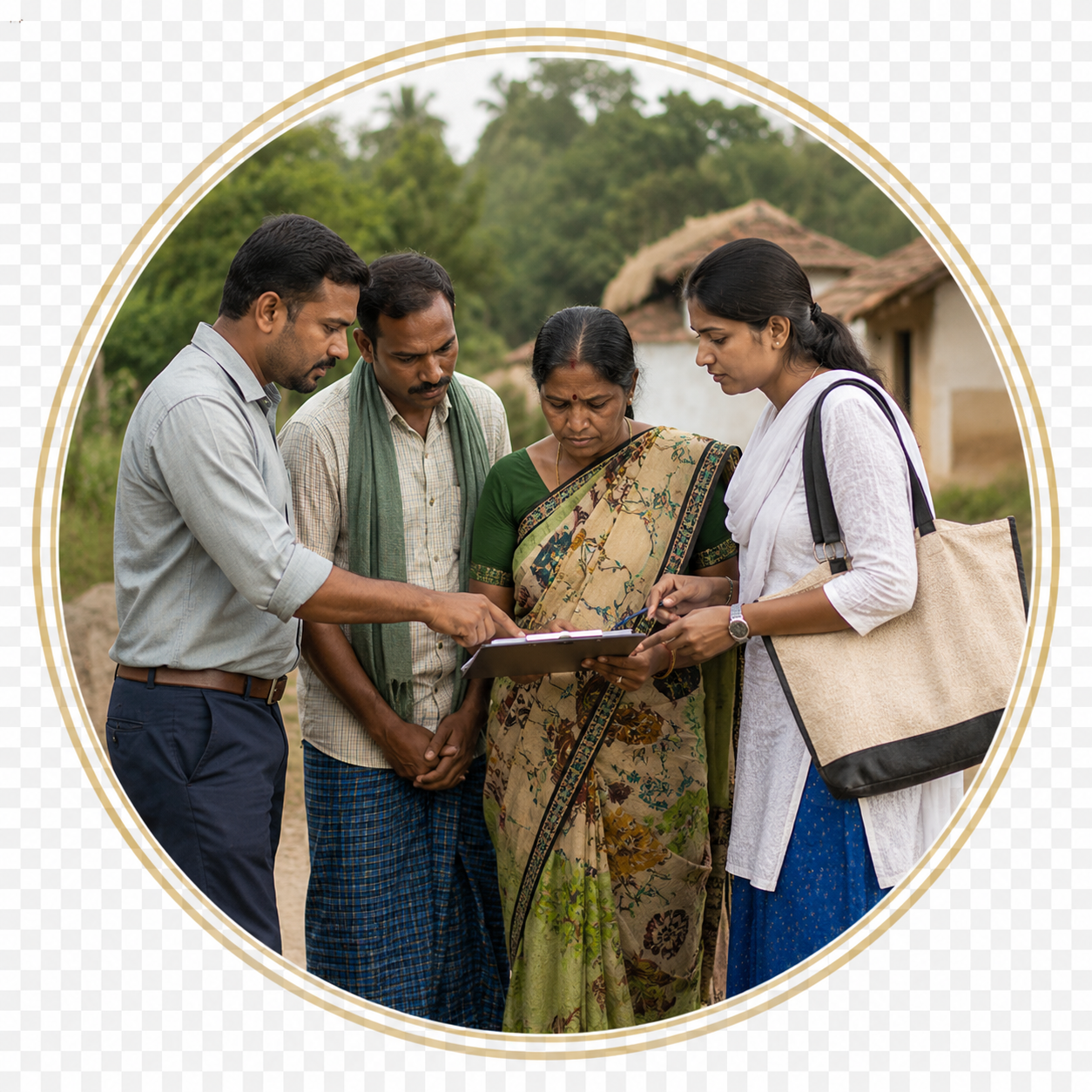 A field visit with a community group and a clipboard