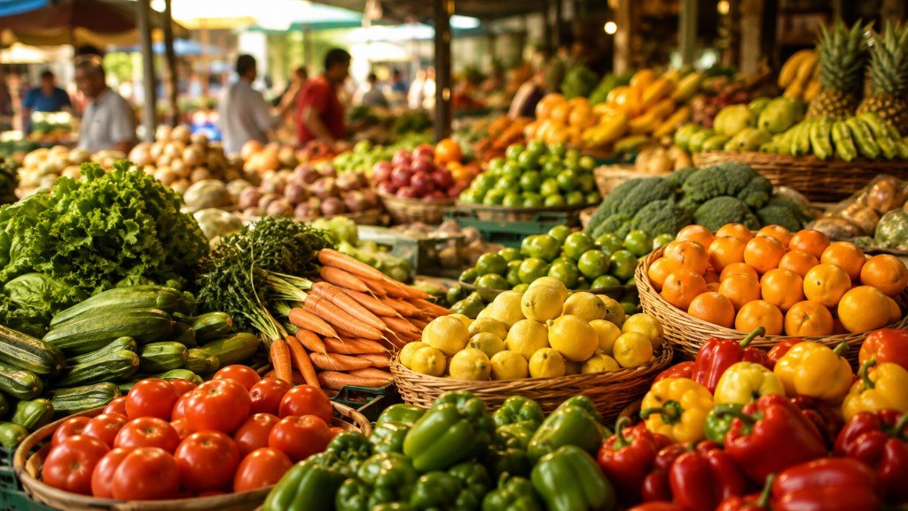 Fresh produce at an Indian market, a reading of household consumption